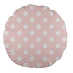 Polka Dots - White on Misty Rose Pink Large 18  Premium Flano Round Cushion