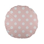 Polka Dots - White on Misty Rose Pink Standard 15  Premium Round Cushion
