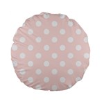 Polka Dots - White on Misty Rose Pink Standard 15  Premium Flano Round Cushion