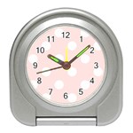 Polka Dots - White on Misty Rose Pink Desk Alarm Clock