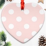 Polka Dots - White on Misty Rose Pink Heart Ornament (Two Sides)