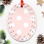 Polka Dots - White on Misty Rose Pink Oval Filigree Ornament (Two Sides)