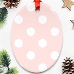 Polka Dots - White on Misty Rose Pink Ornament (Oval)