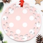 Polka Dots - White on Misty Rose Pink Ornament (Round Filigree)