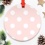 Polka Dots - White on Misty Rose Pink Round Ornament (Two Sides)