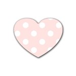 Polka Dots - White on Misty Rose Pink Heart Coaster (4 pack)