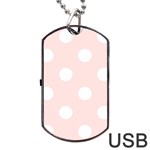 Polka Dots - White on Misty Rose Pink Dog Tag USB Flash (One Side)