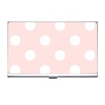Polka Dots - White on Misty Rose Pink Business Card Holder