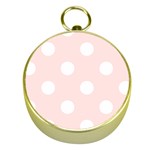 Polka Dots - White on Misty Rose Pink Gold Compass