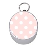 Polka Dots - White on Misty Rose Pink Silver Compass (Mini)