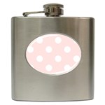 Polka Dots - White on Misty Rose Pink Hip Flask (6 oz)