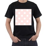 Polka Dots - White on Misty Rose Pink Men s T-Shirt (Black)