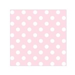 Polka Dots - White on Piggy Pink Small Satin Scarf  (Square)