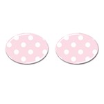 Polka Dots - White on Piggy Pink Cufflinks (Oval)