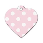 Polka Dots - White on Piggy Pink Dog Tag Heart (One Side)