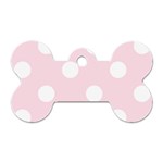 Polka Dots - White on Piggy Pink Dog Tag Bone (One Side)
