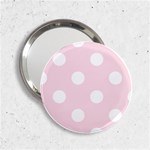 Polka Dots - White on Piggy Pink 2.25  Handbag Mirror