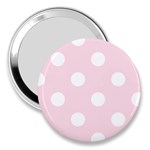 Polka Dots - White on Piggy Pink 3  Handbag Mirror