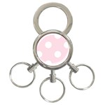 Polka Dots - White on Piggy Pink 3-Ring Key Chain