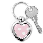 Polka Dots - White on Piggy Pink Key Chain (Heart)