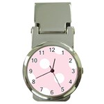 Polka Dots - White on Piggy Pink Money Clip Watch
