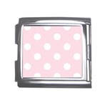 Polka Dots - White on Piggy Pink Mega Link Italian Charm (18mm)