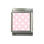 Polka Dots - White on Piggy Pink Italian Charm (13mm)