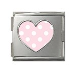 Polka Dots - White on Piggy Pink Mega Link Heart Italian Charm (18mm)