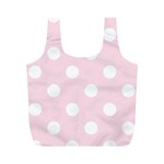 Polka Dots - White on Piggy Pink Full Print Recycle Bag (M)
