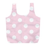 Polka Dots - White on Piggy Pink Full Print Recycle Bag (L)