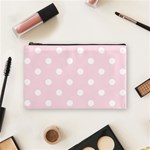 Polka Dots - White on Piggy Pink Cosmetic Bag (M)