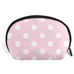 Polka Dots - White on Piggy Pink Accessory Pouch (Large)