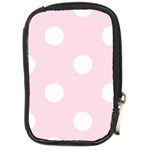Polka Dots - White on Piggy Pink Compact Camera Leather Case