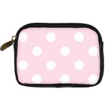 Polka Dots - White on Piggy Pink Digital Camera Leather Case