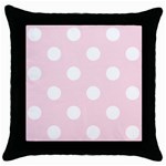 Polka Dots - White on Piggy Pink Throw Pillow Case (Black)