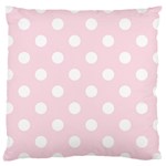 Polka Dots - White on Piggy Pink Large Cushion Case (Two Sides)