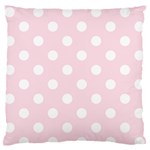 Polka Dots - White on Piggy Pink Large Flano Cushion Case (One Side)