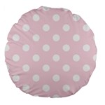 Polka Dots - White on Piggy Pink Large 18  Premium Round Cushion