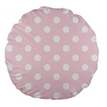 Polka Dots - White on Piggy Pink Large 18  Premium Flano Round Cushion