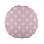 Polka Dots - White on Piggy Pink Standard 15  Premium Round Cushion