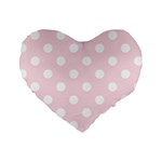 Polka Dots - White on Piggy Pink Standard 16  Premium Heart Shape Cushion
