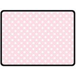 Polka Dots - White on Piggy Pink Double Sided Fleece Blanket (Large) (Two Sides)