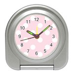 Polka Dots - White on Piggy Pink Desk Alarm Clock