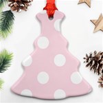 Polka Dots - White on Piggy Pink Christmas Tree Ornament (Two Sides)