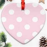 Polka Dots - White on Piggy Pink Heart Ornament (Two Sides)