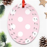 Polka Dots - White on Piggy Pink Ornament (Bell) Ornament (Oval Filigree)
