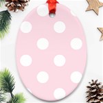 Polka Dots - White on Piggy Pink Oval Ornament (Two Sides)