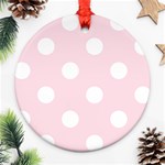 Polka Dots - White on Piggy Pink Round Ornament (Two Sides)