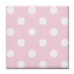 Polka Dots - White on Piggy Pink Tile Coaster