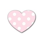 Polka Dots - White on Piggy Pink Rubber Coaster (Heart)